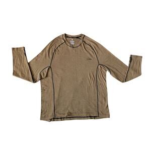 LL Bean 250 Merino Wool Base Layer Shirt Mens XL Brown Outdoors Performance